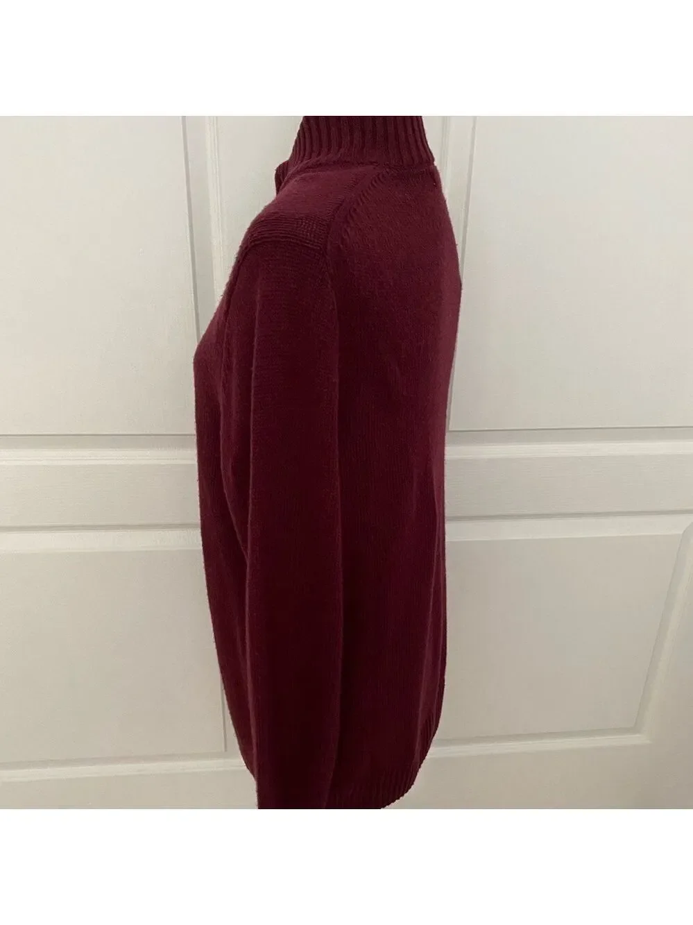 Sonoma Half-Zip Mock Neck Sweater | Burgundy Knit | Size Large - Picture 7 of 11